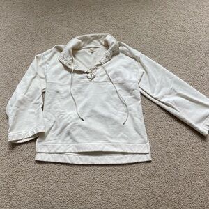 Madewell White Lace-Up Sweatshirt